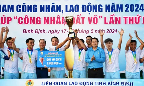 LĐLĐ tỉnh Bình Định bế mạc Giải bóng đá Cúp Công nhân đất võ lần thứ I: Cầu thủ trẻ Nguyễn Nhựt Hào đoạt giải Vua phá lưới
